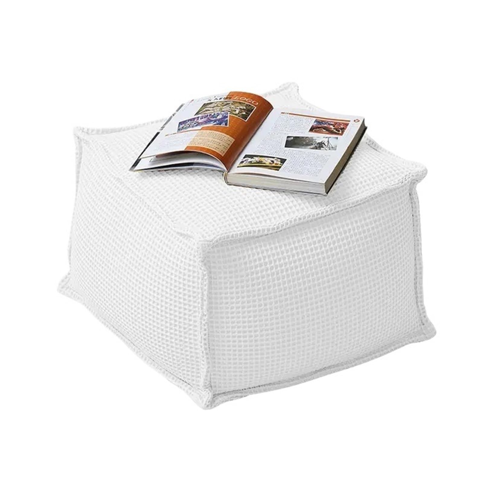 Futon de sol en coton blanc pour coin lecture et assise de salon