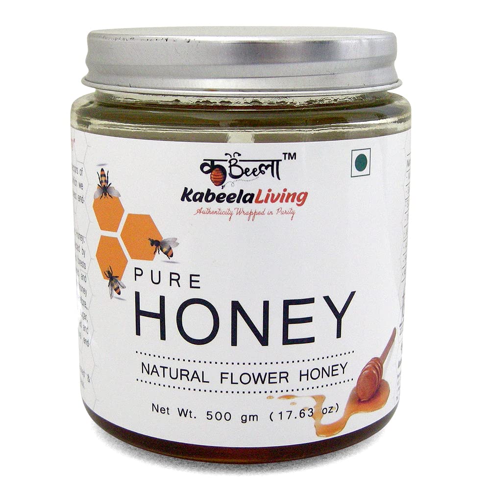 Kabeela Living Honey, Aravali Forest Honey, Raw Unpasteurized Unprocessed Honey, Natural Flower Honey 500 Grams