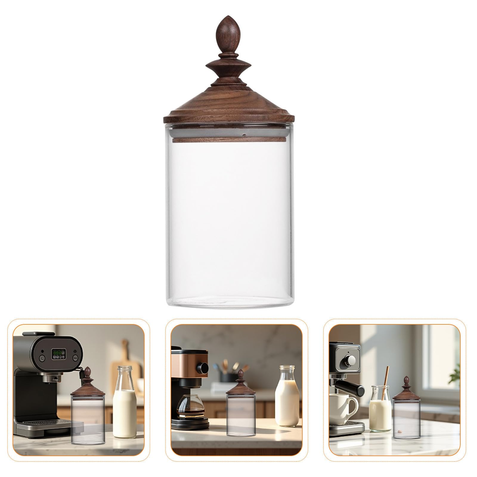 Alipis Tarro de Vidrio con Tapa de Madera 550ml Estilo Vintage con Diseño Artesanal y Visibilidad Cristalina para Almacenamiento en Cocina y Sala