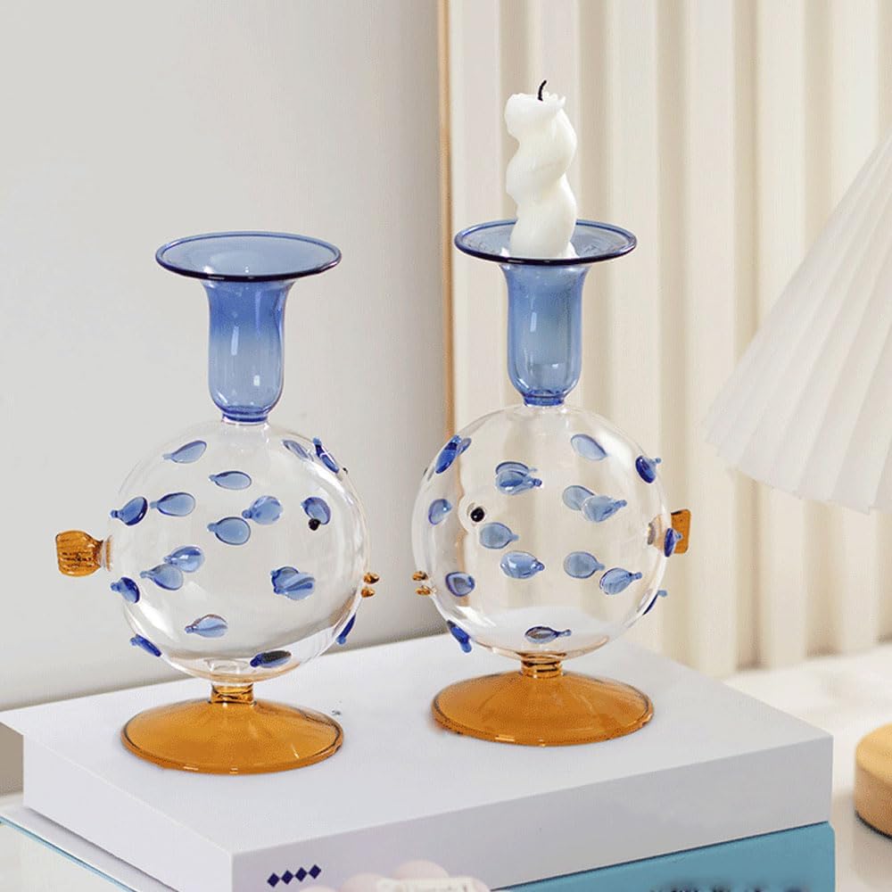 Hurricane Glass Candle Holders for Pillar Candles Multiple Size Home Unique Crystal Glass Holder Tealight Centerpieces-2pcs