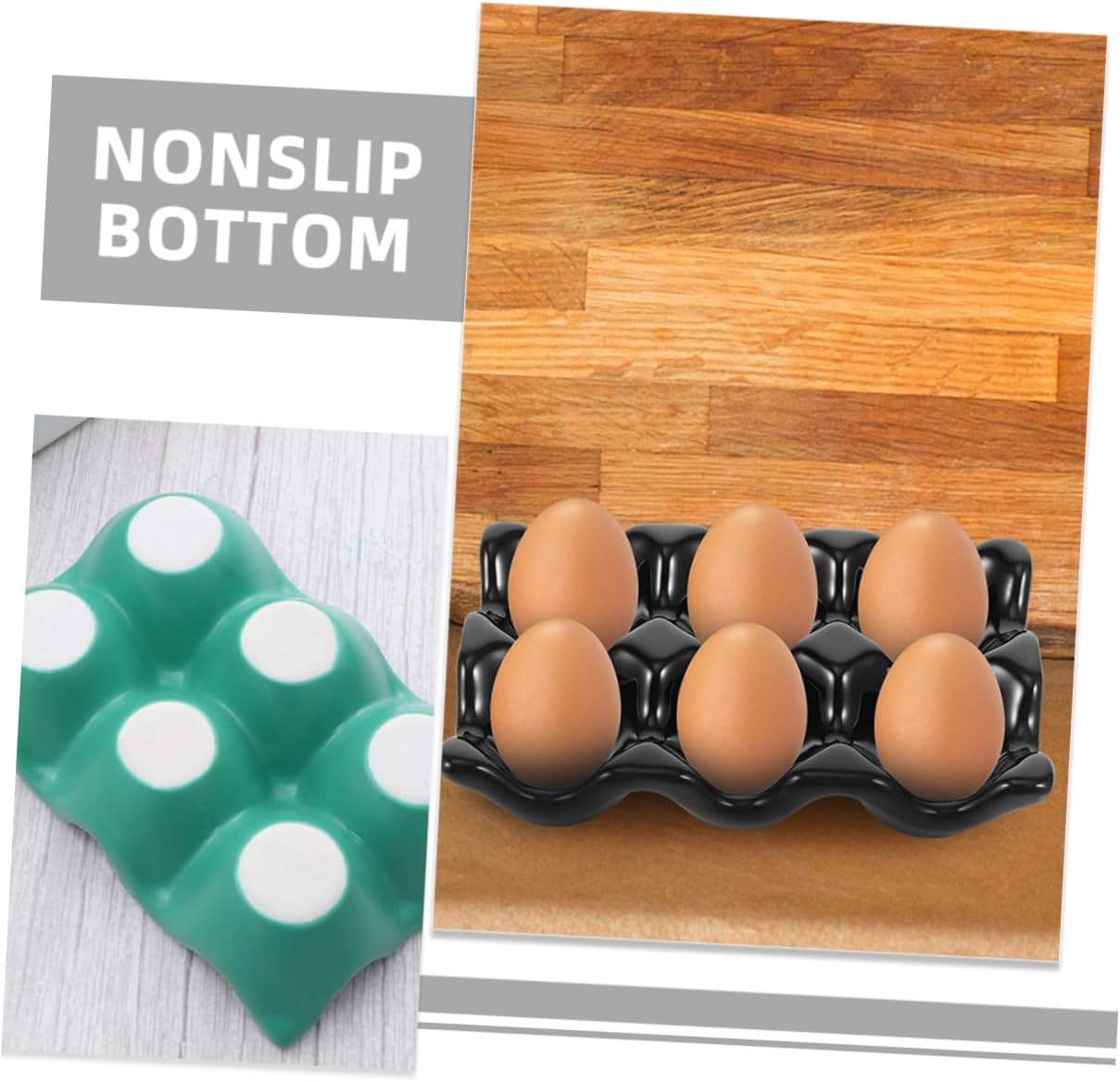 3pcs Egg Keeper for Refrigerator Egg Storage Racks Ceramic Tray Holder for Fridge Design Protect from Cracking