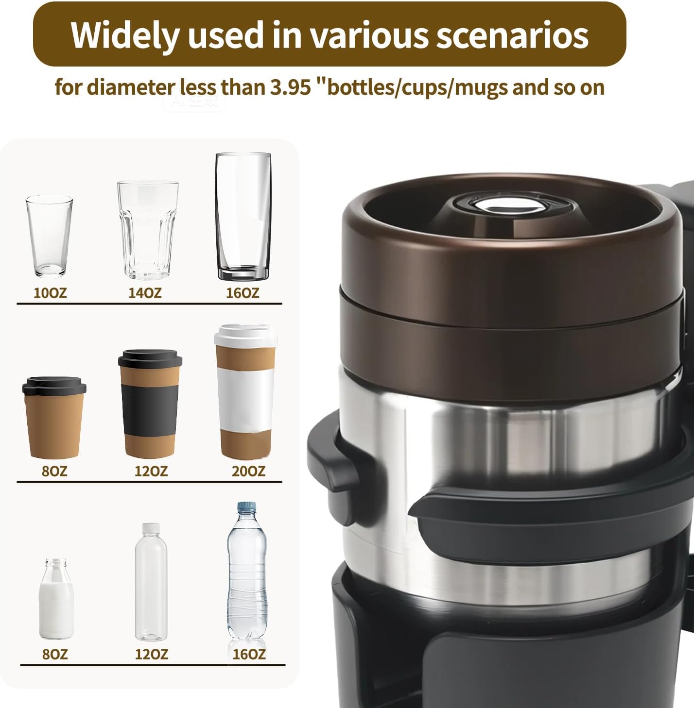 DecBeLiv 360° Rotating Cup Holder Under Desk Anti Spill Space Saving for Home Office Camping for Mugs, Glass, Heavy Drink