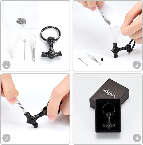 Miniatura 5 de shajwo Mjolnir Thors - Collar de urna de martillo para cenizas para hombres, celta, nórdico, vikingo, joyería de cremación para mujer, recuerdo