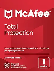 McAfee Total Protection | 1 dispositivo | Software de segurança antivírus para Internet | VPN, gerenciador de senhas, monitoramento Dark Web | Exclusivo Amazon | Assinatura de 1 ano | Cartão-chave