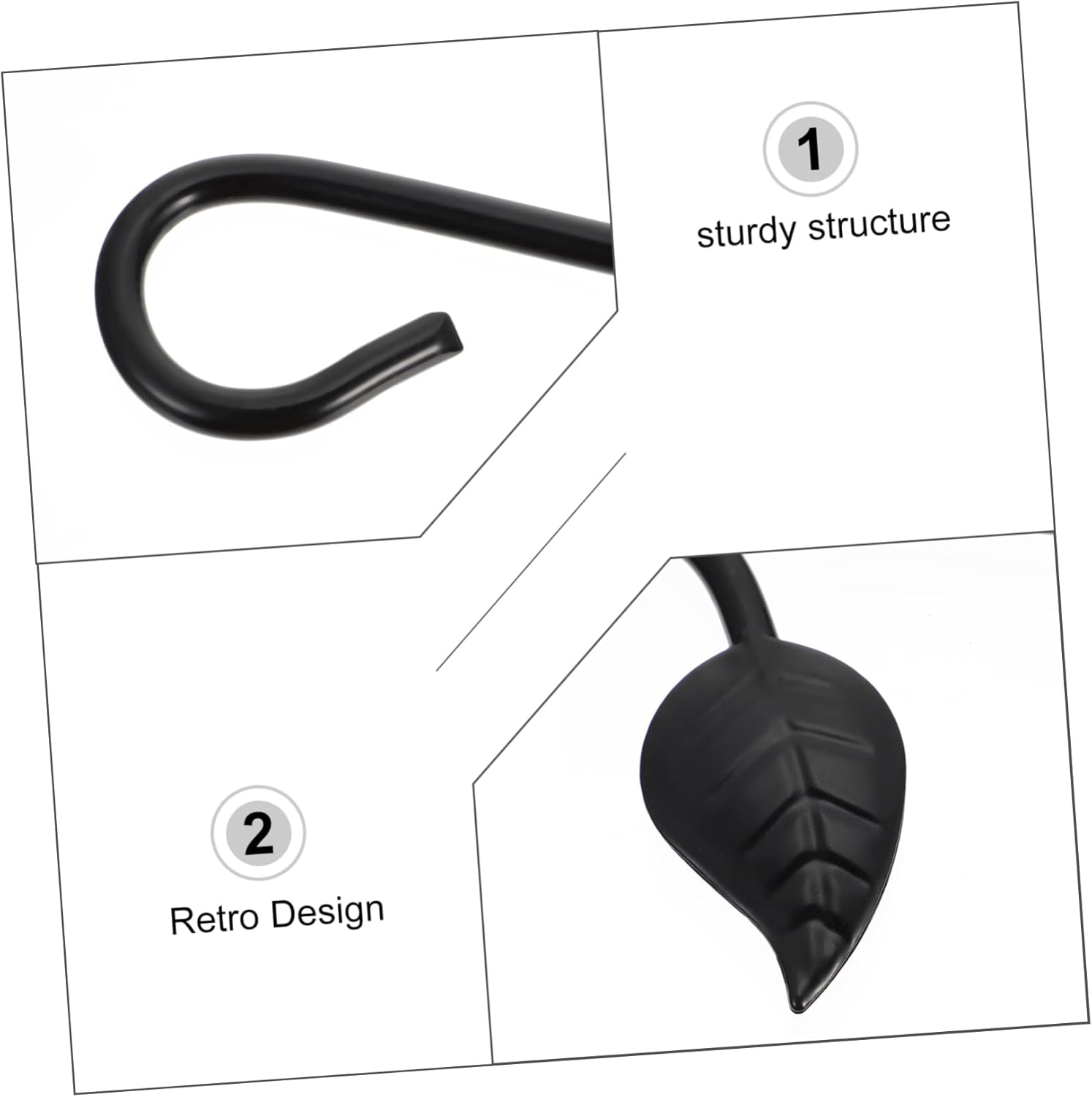 POPETPOP 2pcs Heavy Duty Wrought Iron Wall-Mounted Plant Brackets Vintage Style Hanging Plant Holders for Flower Resistant Design