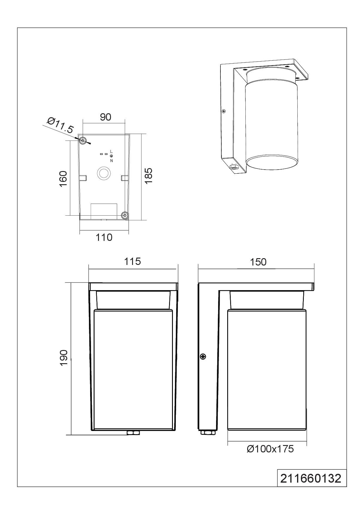 Trio Leuchten Außen Wandleuchte Ardila 211660132, Aluminium Druckguss Anthrazit, Glas klar, exkl. 1x E27, Dämmerungssensor, Schwarz Matt