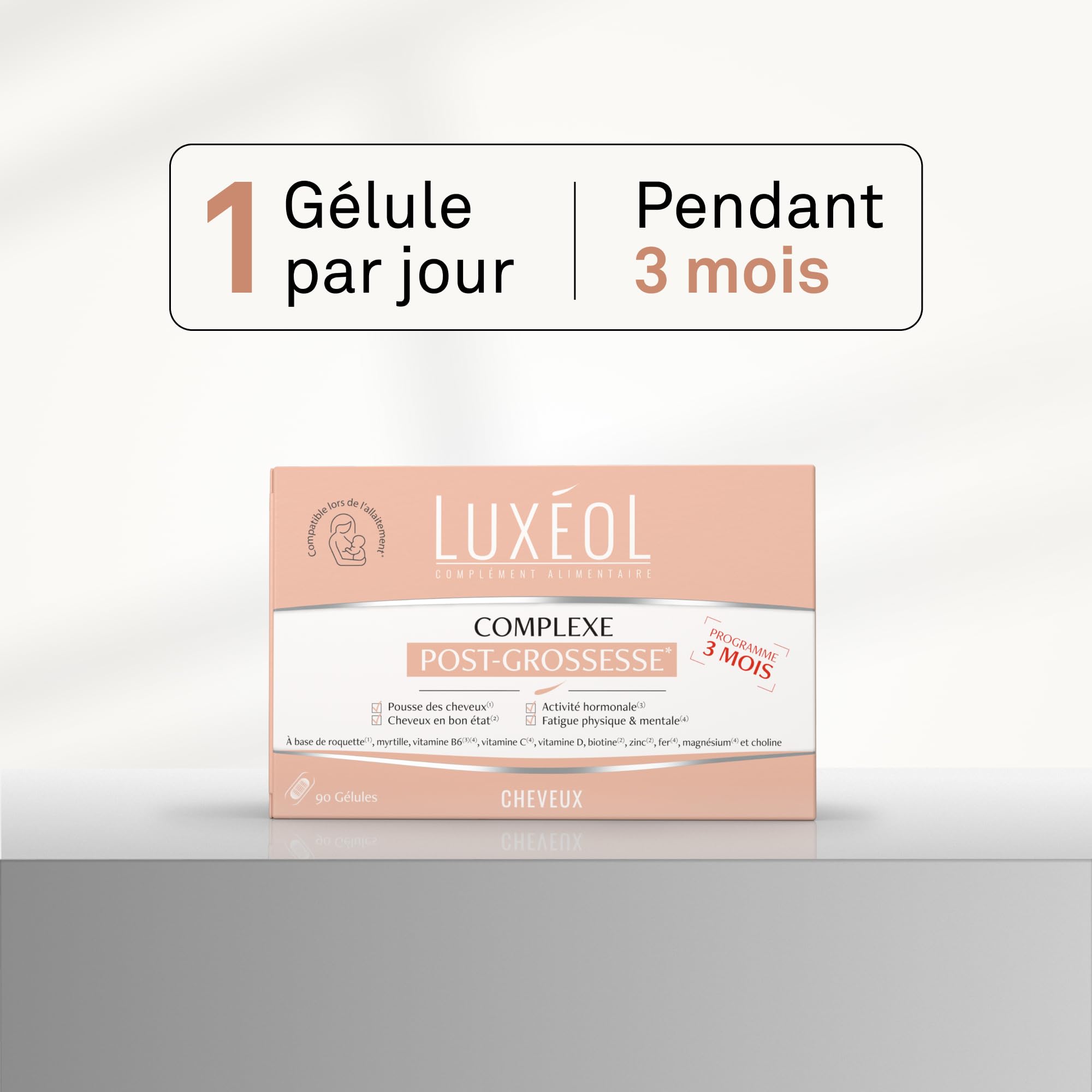 Luxéol - Complexe Post-Grossesse 3 mois – Complément alimentaire - Compatible lors de l'Allaitement* - Gélule d'origine végétale - Fabriqué en France