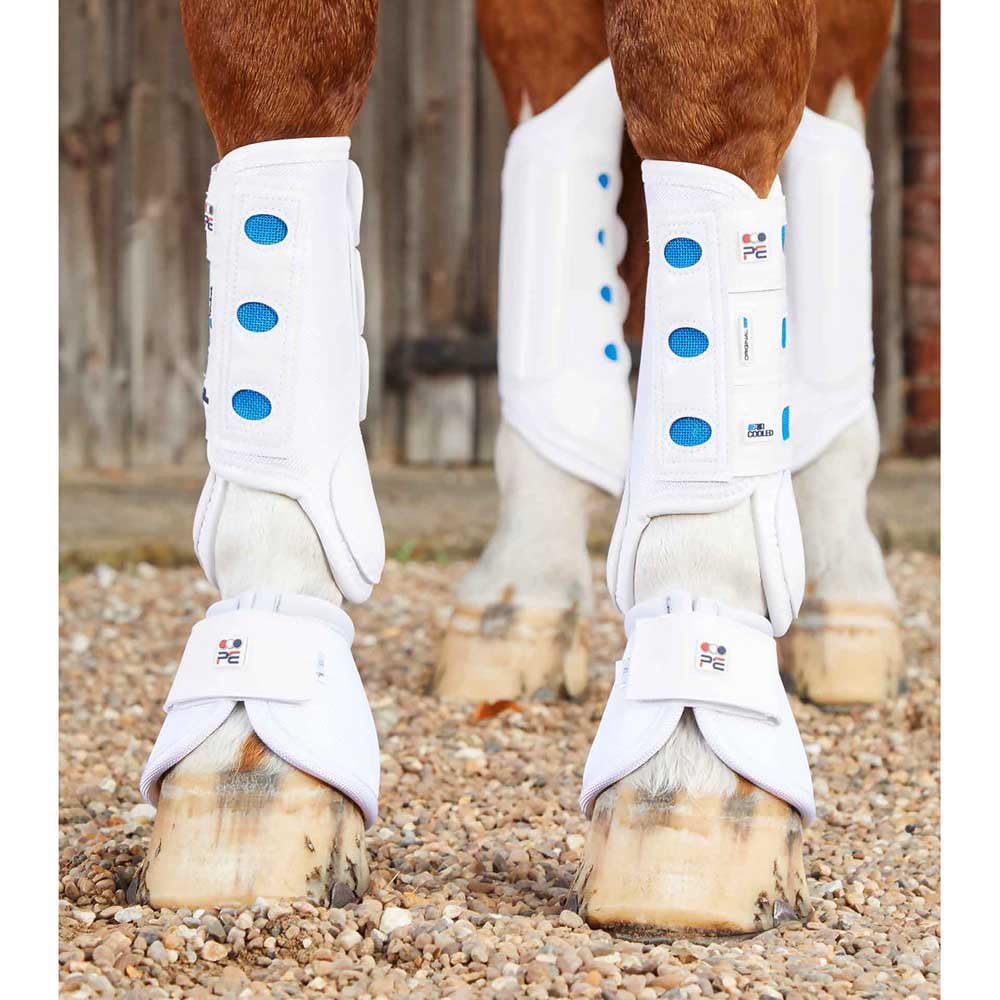 Premier Equine Air Cooled Original Gelände-Gamaschen vorne (M, weiß)