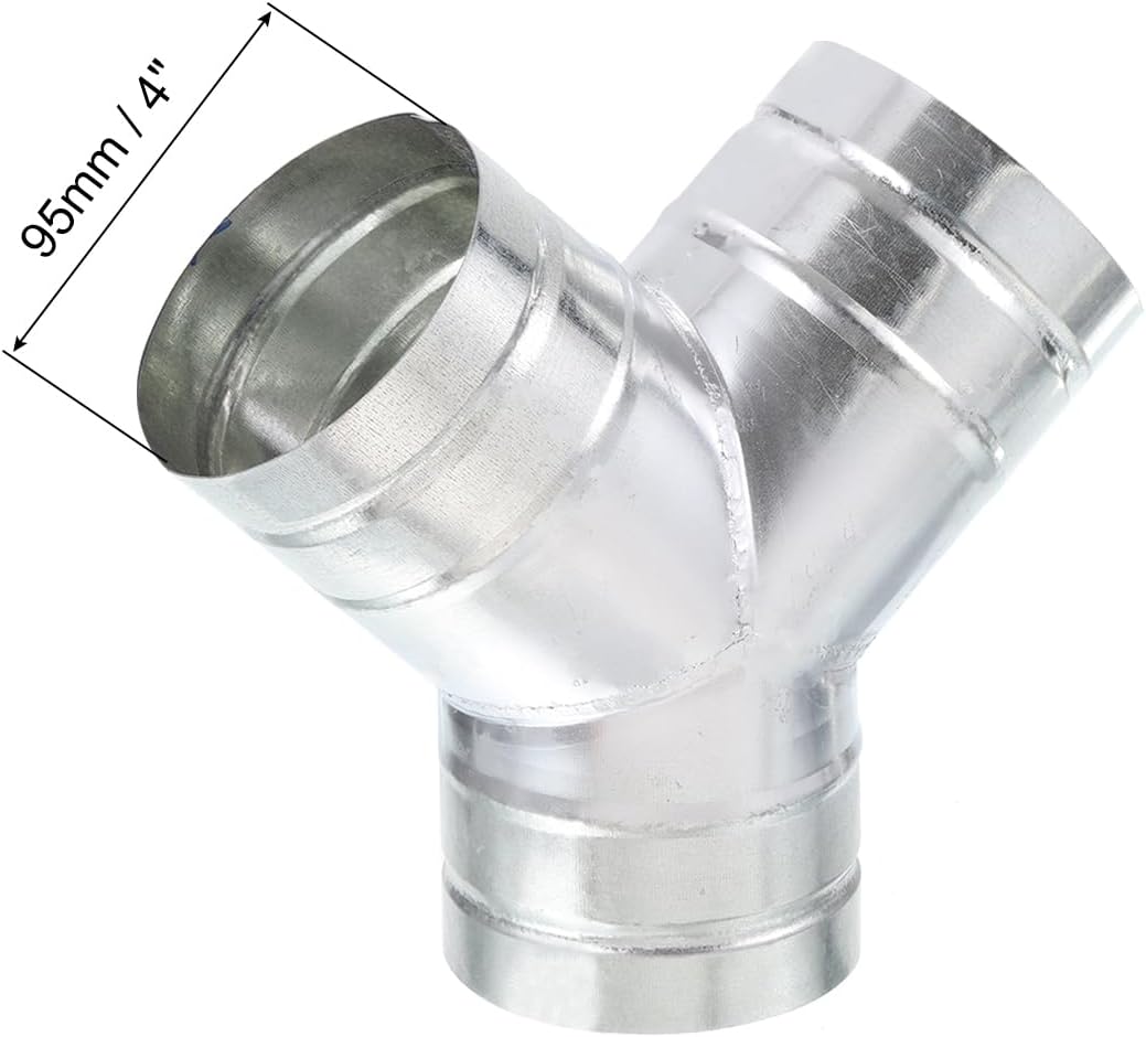 PATIKIL 4 Inch 3 Way Duct Splitter, Y Connector Air Vent Duct Hose Exhaust Pipe Adapter for Dryer Exhaust Fan Vent Systems HVAC