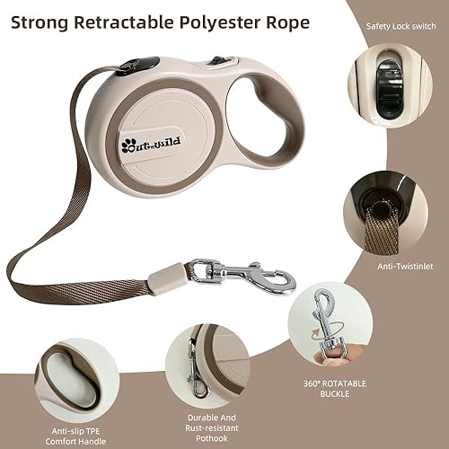 Miniatura 2 de OUTnWILD - Correa retráctil para perro, correa retráctil de 16 pies para razas pequeñasmascotas de hasta 44 libras. Diseño sin enredos de 360 con