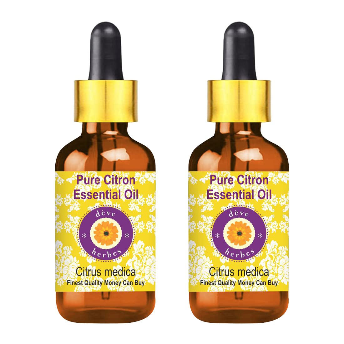 Deve Herbes Olio essenziale di citron puro (Cymbopogon nardus) con contagocce in vetro naturale di grado terapeutico distillato a vapore (confezione da due) 100 ml x 2 (191,6 g)