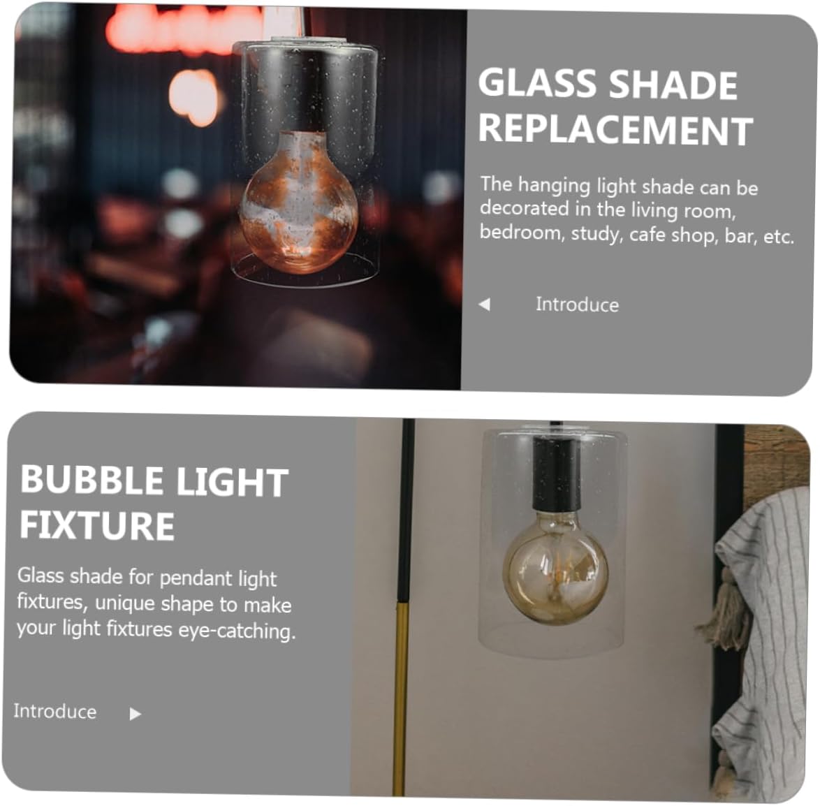 2Pcs Bubble Glass Lampshade Replacement Cylinder Pendant Light Cover Compatible Chandelier and Hanging Lights Easy to Install 10 * 15cm