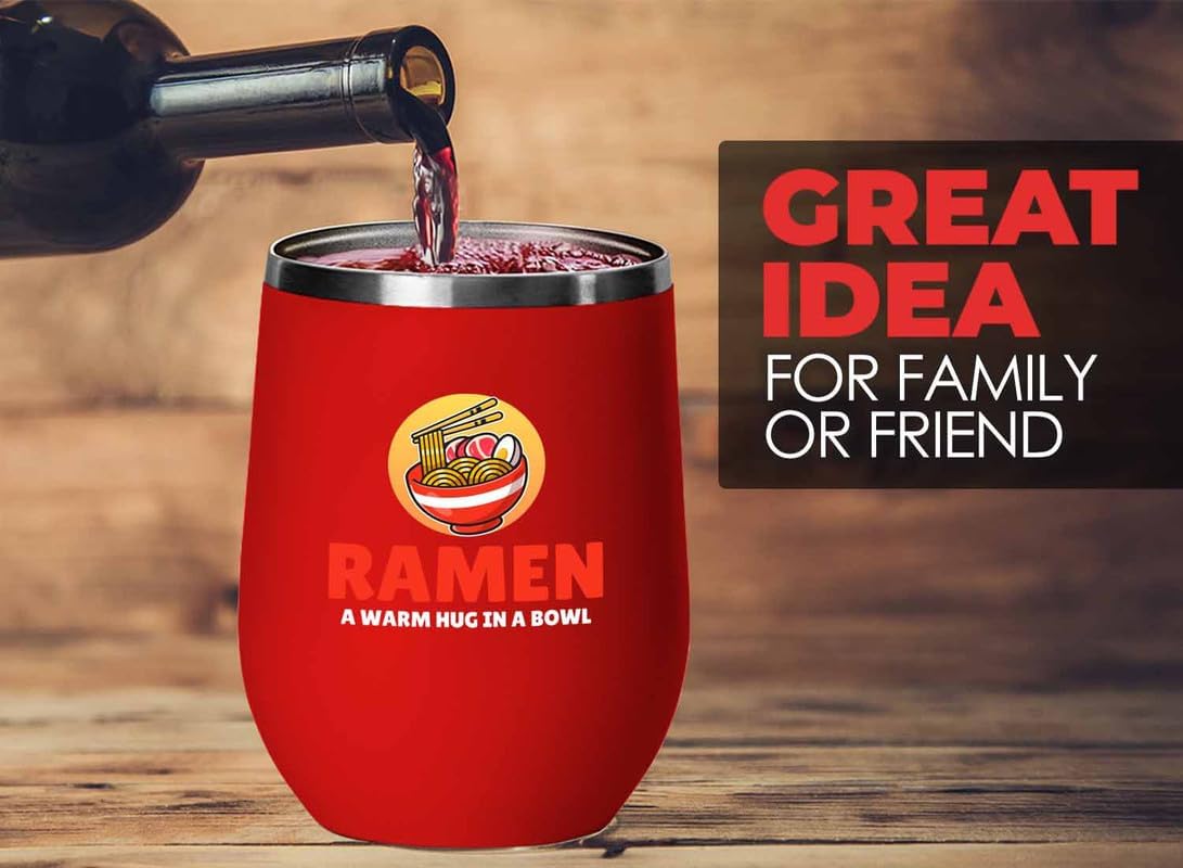 Ramen Lover Red Edition Wine Tumbler 12oz - A Warm Hug - Food Lovers chicken pumpkin vegan pantry spicy noodles
