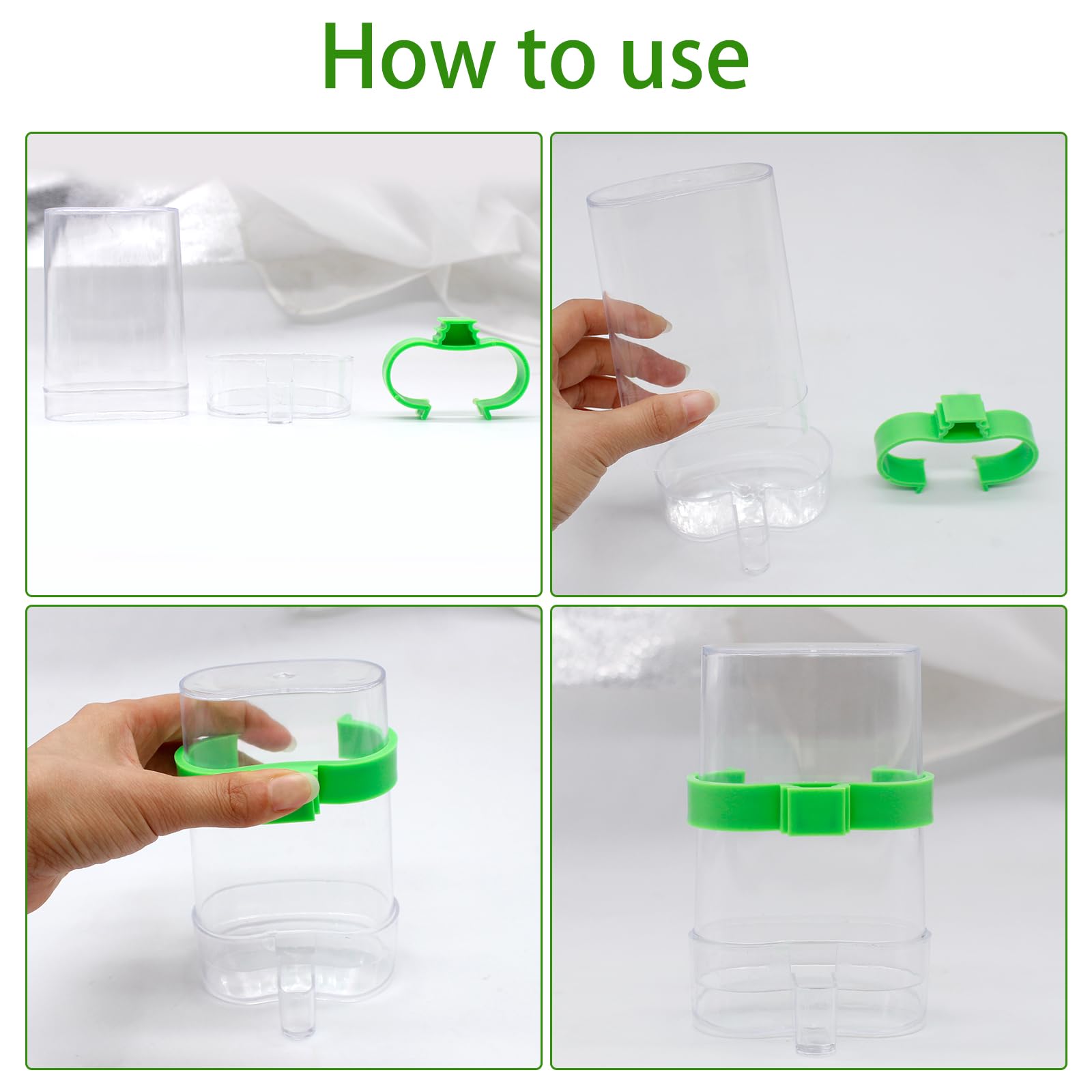 4er-Pack Vögel Wasserspender – Automatische Futterstation Aus Kunststoff, 220 Ml, Transparent, Schnappbar – Für Wellensittich, Kanarienvögel, Hamster & Kleintiere