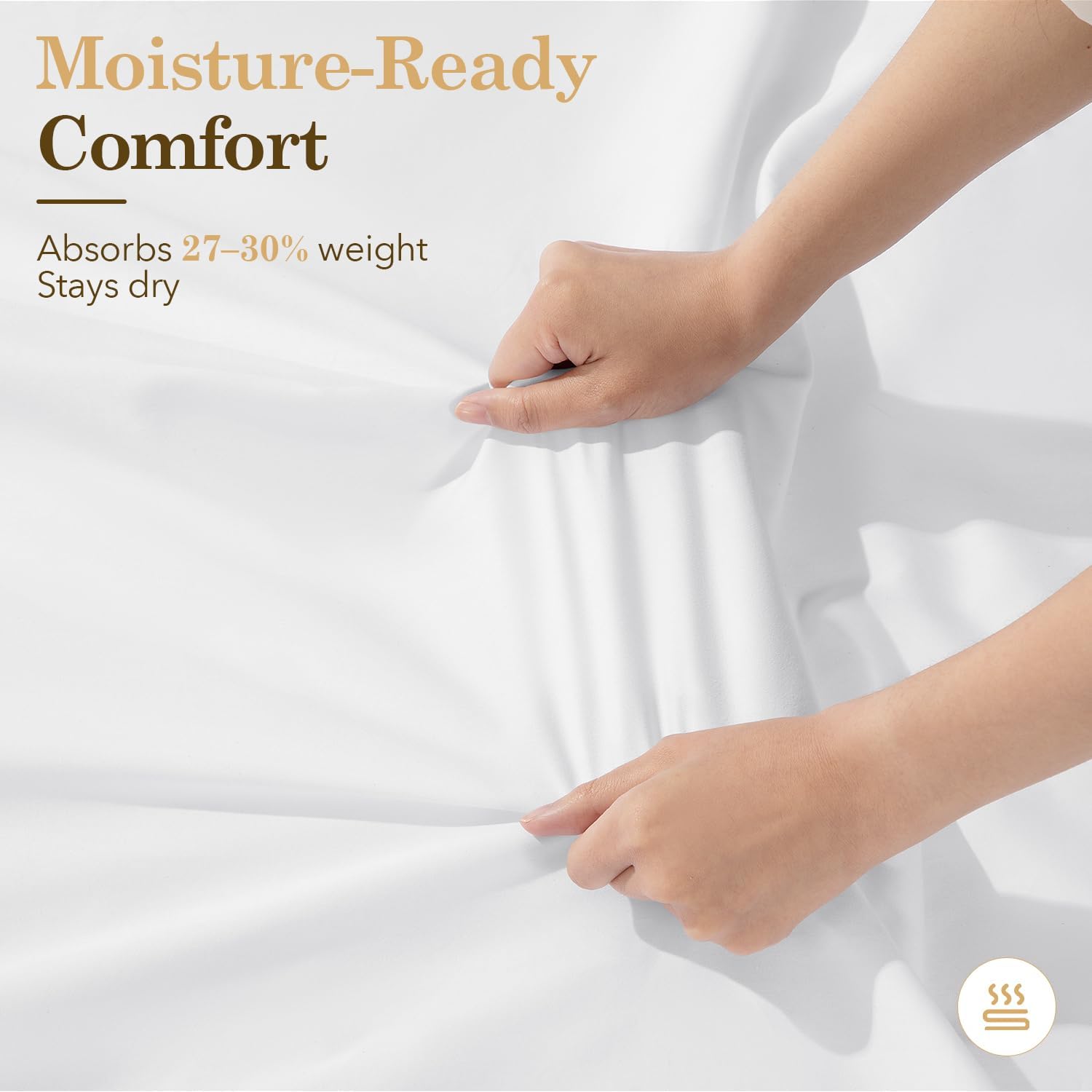 SONORO KATE 100% Organic Cotton Sheets Set - 600 Thread Count, GOTS Certified Cotton Bed Sheets, Soft, Breathable & Silky Sateen Weave Sheets, 16" Deep Pockets - 4 PC (White,Queen)