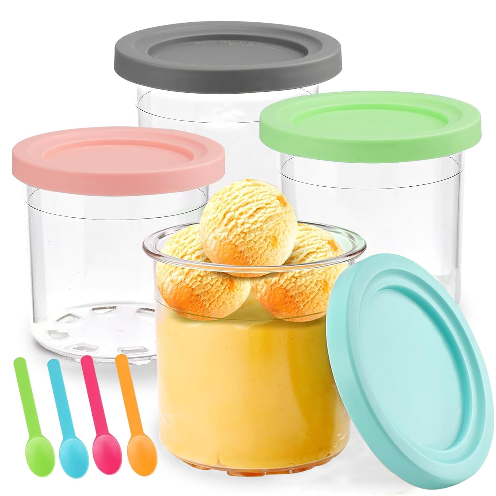 Eiscreme Vorratsglas Set 4 Stück - Ersatzbehälter Für Creami Eismaschine