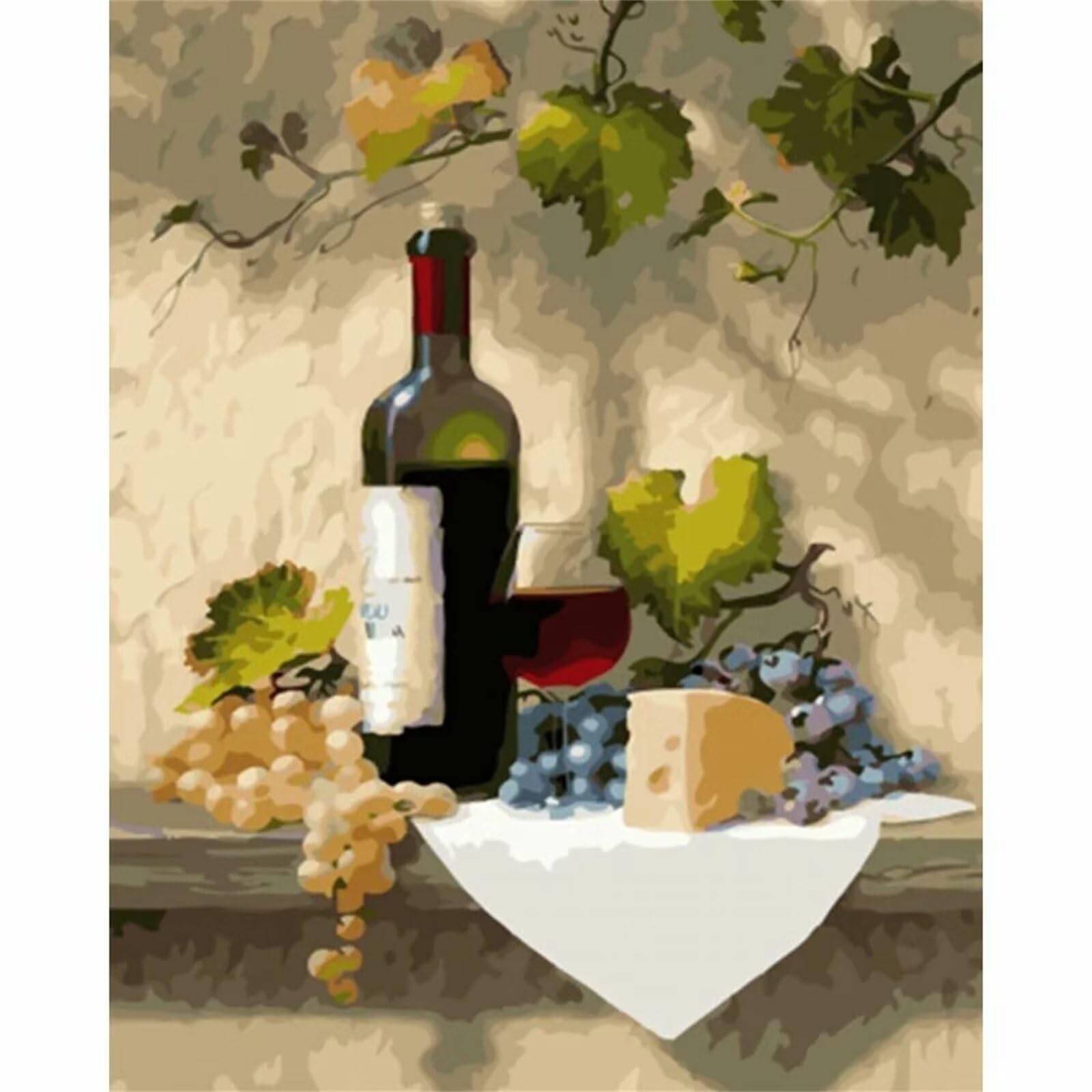 Lituor Dipingere con i Numeri per Adulti,Formaggio al vino rosso Dipingi con i Numeri Kit con Pennelli e Pigmento Acrilico per Bambini Paint by Numbers Artigianato per Casa Decor con Telaio,55x70cm