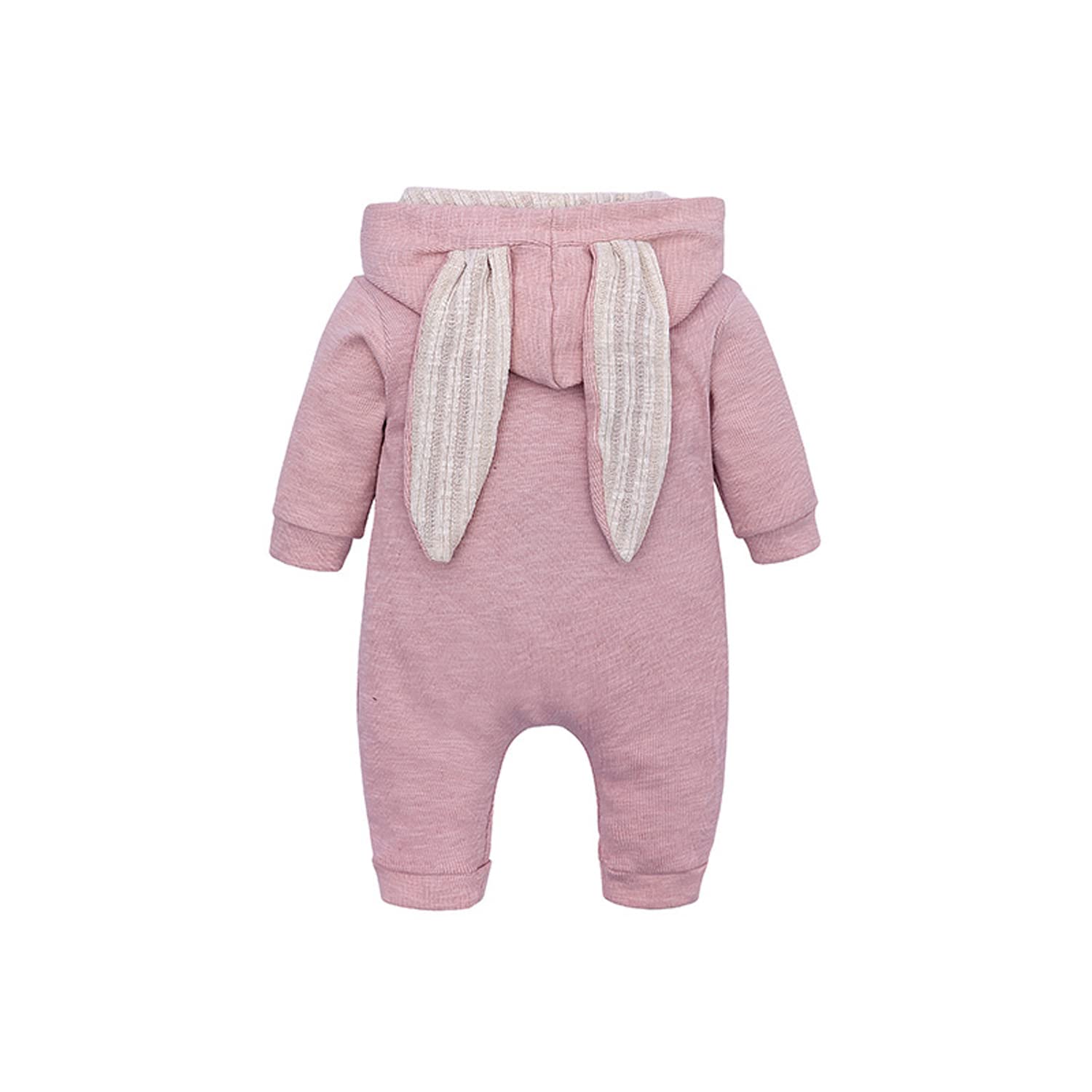 Maluch Unisex Baby Onesies Bawełniane Pajacyki Ucho Królika Z Długim Rękawem Zipper Romper Bunny Piżamy dla 0-18M Dziecka