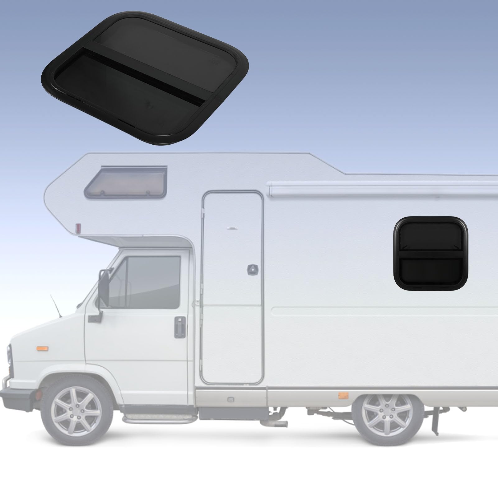 Finestra Scorrevole Verticale per Camper, Finestra in Vetro di Ricambio 500X500mm Lega di Alluminio Tinta Sigillata per Roulotte Casa Mobile Auto di Ingegneria (Per spessore