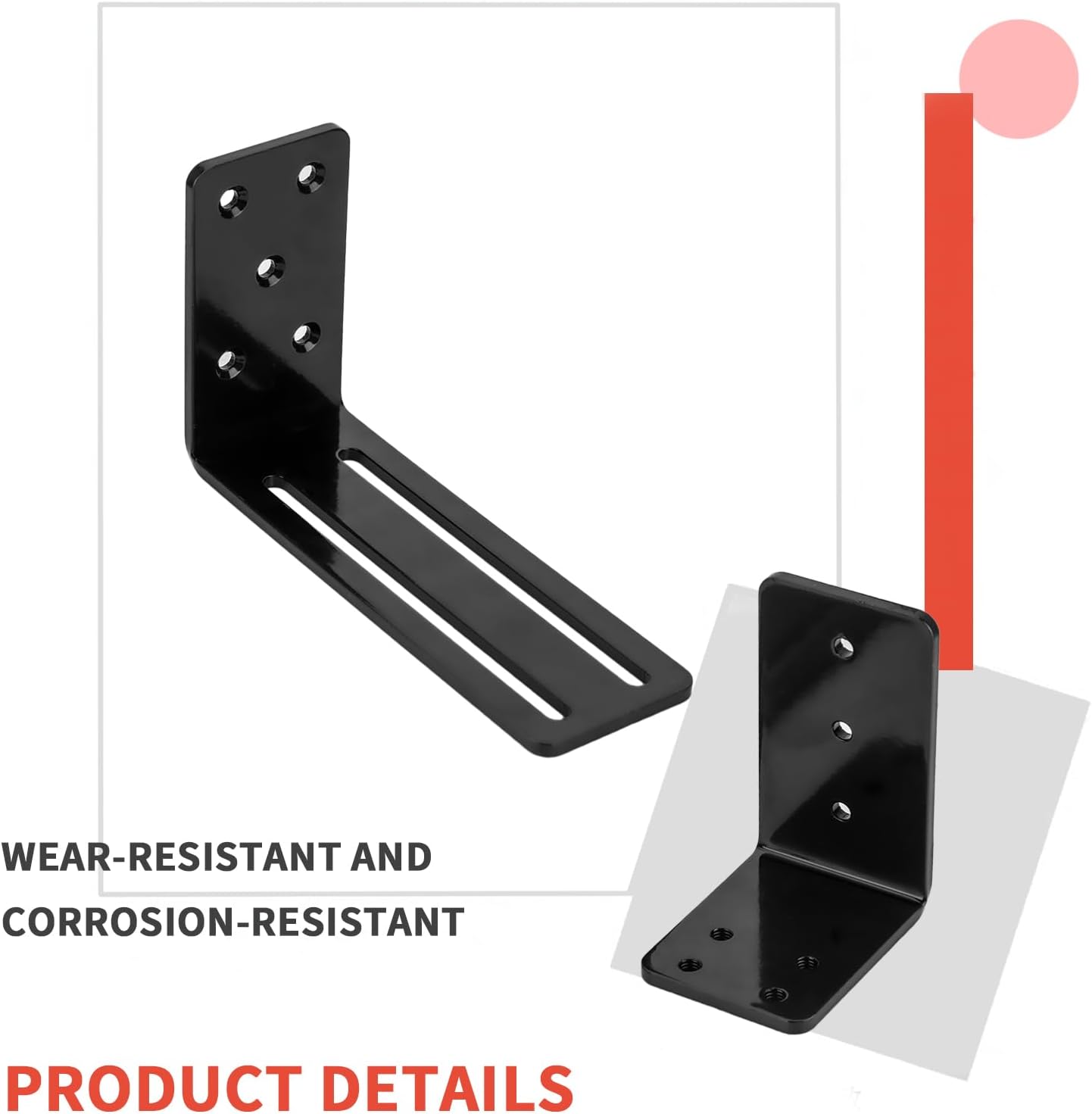Adjustable Door Barricade Brackets, 2 x Door Security Brackets, Drop Open Bar Holder for Security Door, U Bracket Door Barricade Security Bar Bracket for Outswing Inswing Doors Gates 2x4 (Type U)