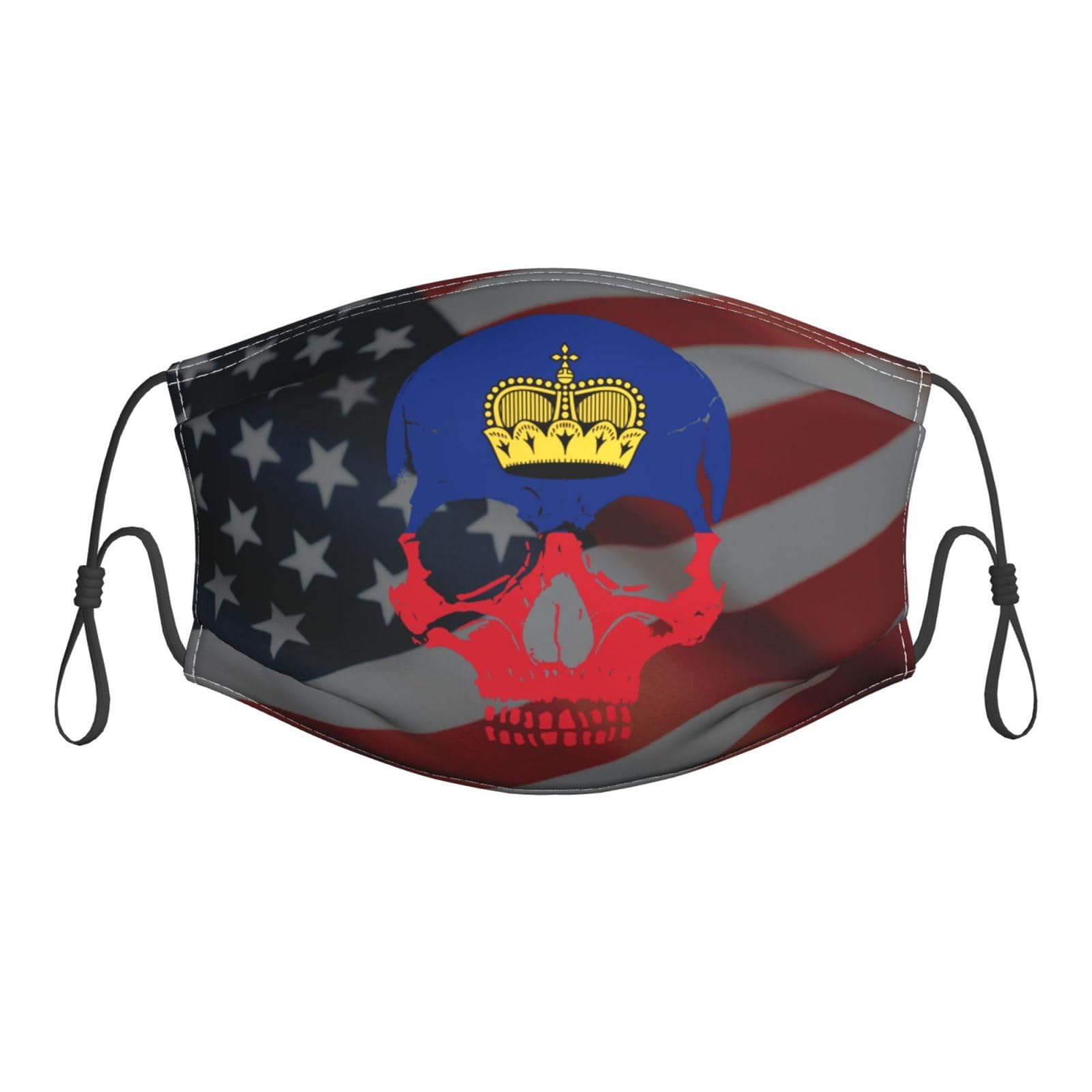 Qfz Liechtenstein Flag Skeleton Liechtenstein Flag Skull Reusable Dust Face Mask With 2 Filter