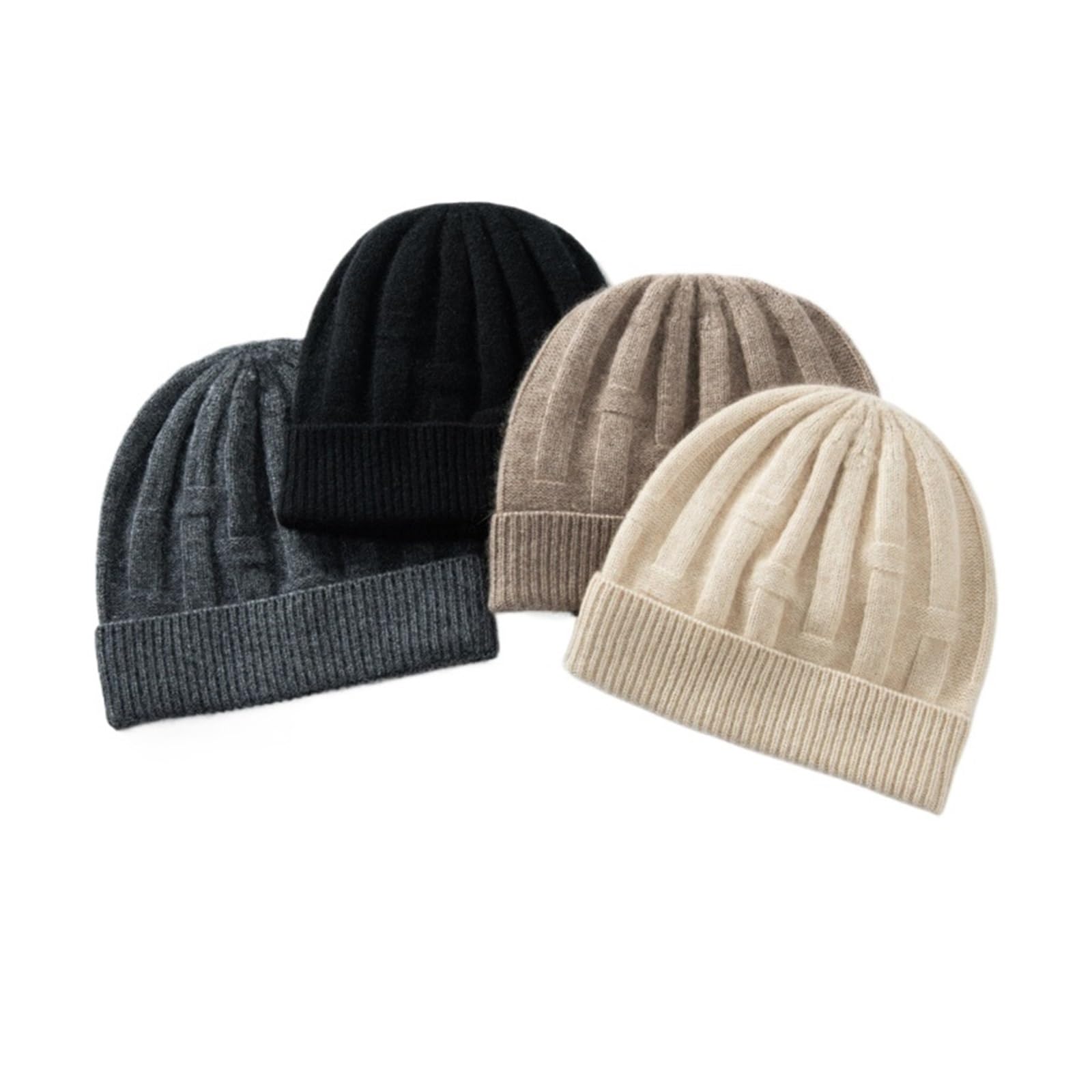 Kaszmirowa czapka typu beanie na zimę damska solidna w paski luksusowa lekka kaszmirowa czapka na co dzień(Black)