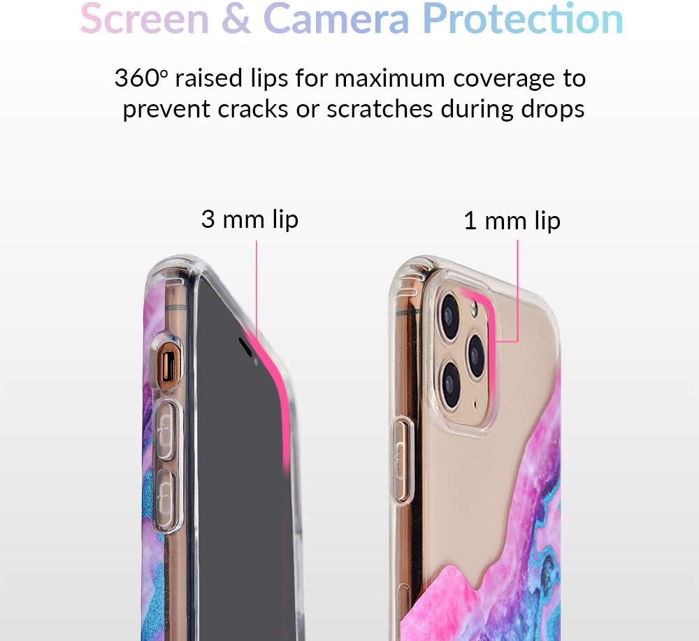 Best Deal 🛒 Velvet Caviar Compatible with iPhone 11 Pro Glitter Case Geode Marble Design for Girls - Clear Protective Phone Cover (Purple Blue Agate)