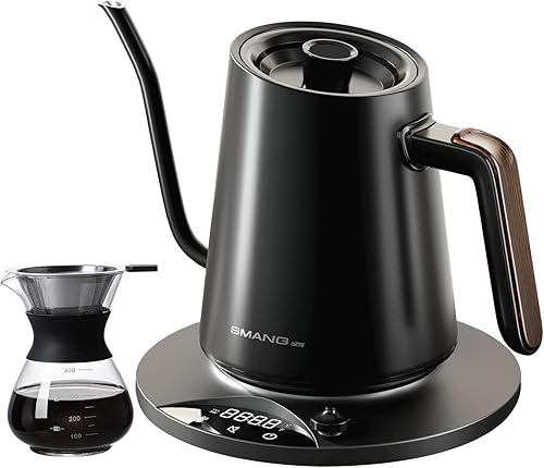 Hervidor eléctrico de cuello de cisne con control de temperatura de precisión de 1 F, hervidor de café y té, hervidor de café y té, acero inoxidable