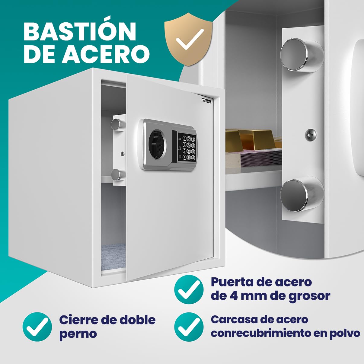 Deuba Caja Fuerte de Seguridad Electronica 35x40x40cm Cerradura de Combinación Pared Suelo Luz Interior Plata