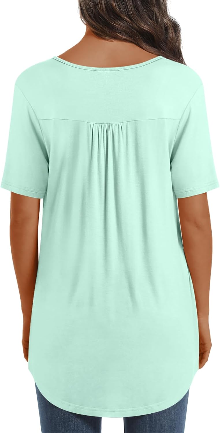 Womens Maternity Summer Casual T Shirts Loose Buttons Pregnancy Tunic Shirts for Leggings - Image 5