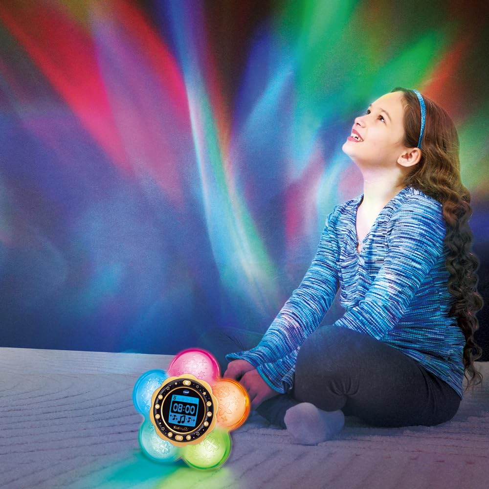 VTech KidiMagic Galaxy Light Violet Radio Réveil Enfant 9 en 1 Effets Lumineux Projection Aurores Boréales Plafond Enceinte Jeux Cadeau 6-12 Ans Français