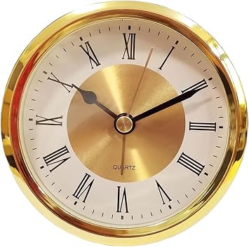 3.5in Round Replacement Clock Movement Insert | Featuring Roman Numerals and Clear Sleeves for Wall Clock Mechanism and Office Display