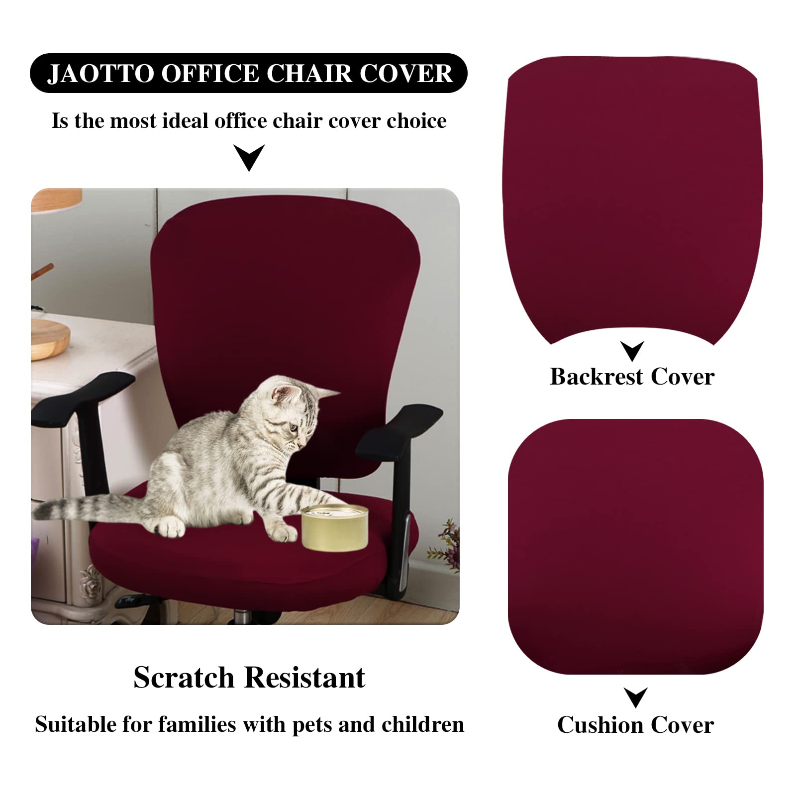 Jaotto Coprisedia Ufficio Elasticizzato, Fodere Coprisedia da Computer Universale Separato 1 Pezzo, Coprisedia da Girevole Lavabile Rimovibile Estraibile, Coprisedia per Sedia da Ufficio,Boedeaux
