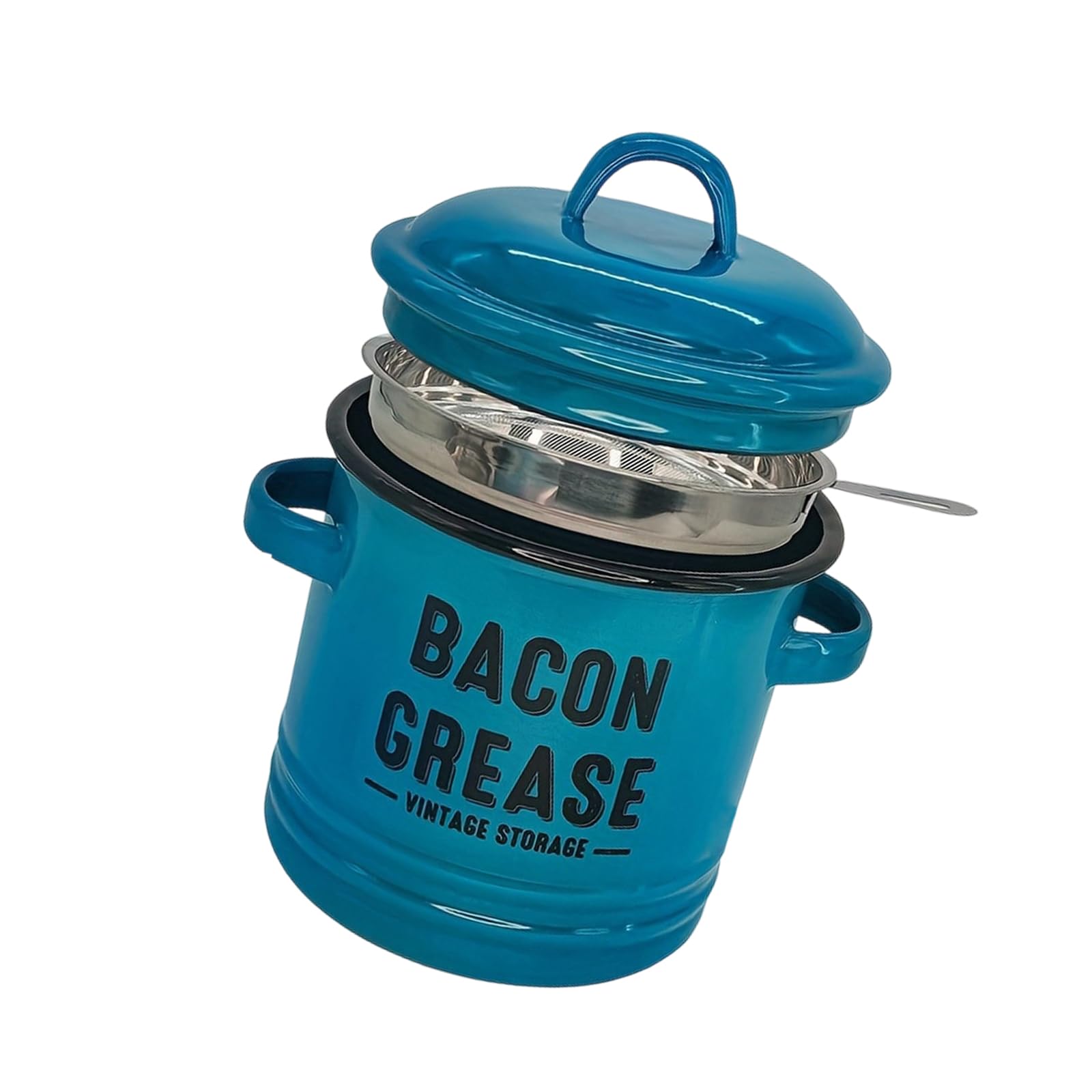 HDOYTXXM Handle Bacons Grease Container with Strainer and Spoon Kitchen Gadget Dishwasher Safe for Cooking Use Enameled Seasoning Container