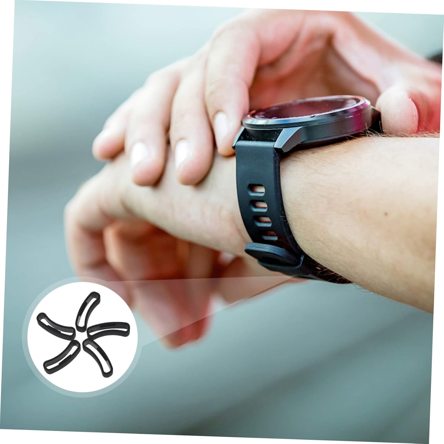 5pcs Rubber Leather Watch Band Strap Silicone Replacement Watch Bands Keeper Holder Retainer Compatible for SUUNTO