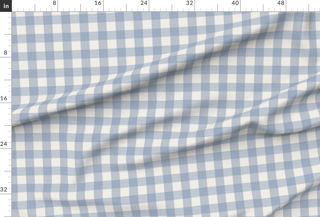 Spoonflower Fabric - Preppy Plaid Gingham Check Buffalo Blue and Cream Watercolor Kitchen Printed on Organic Cotton Sateen Fabric by The Yard - Sewing Quilting Apparel Home Decor
