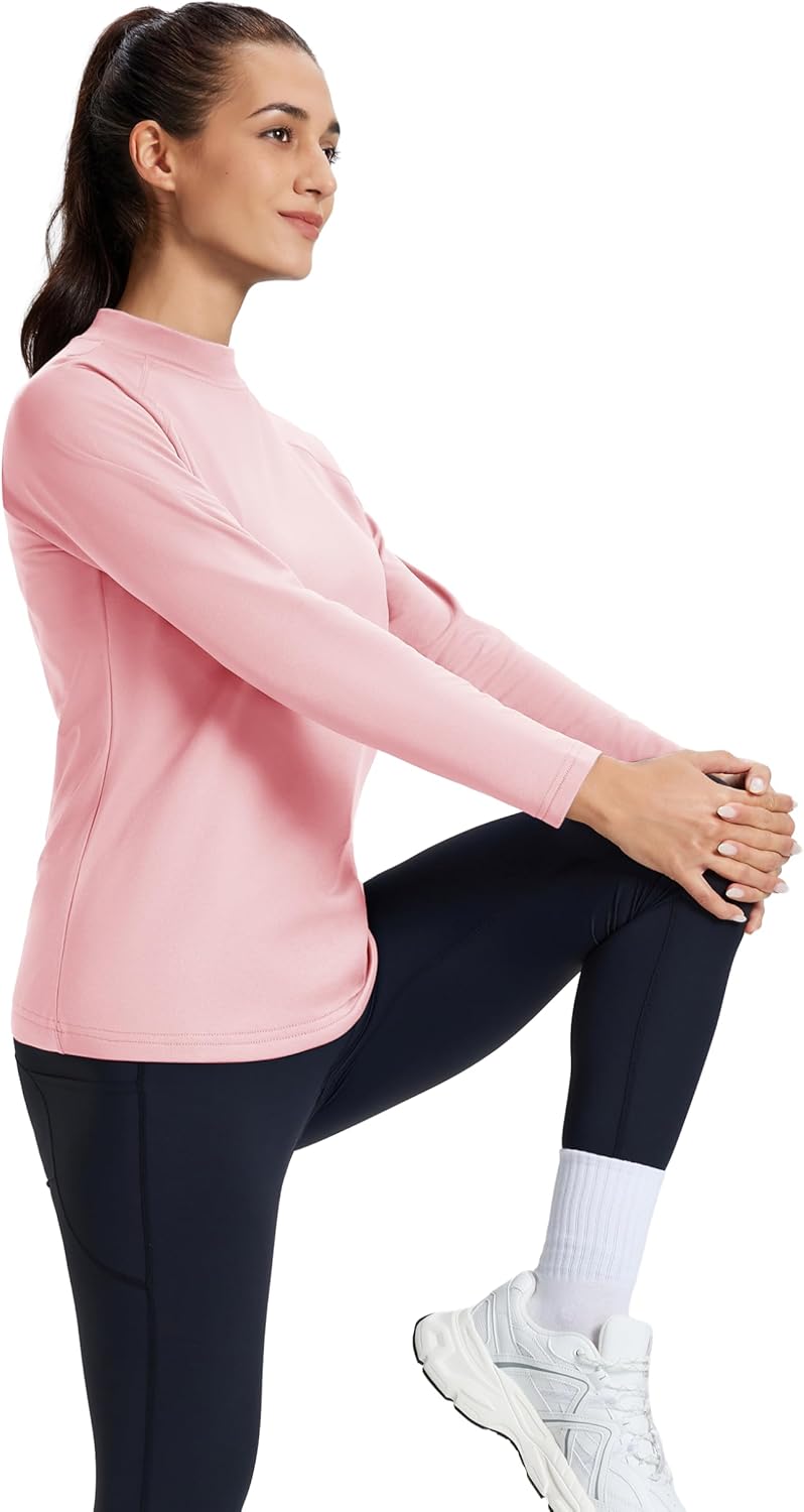 TACVASEN Women's Thermal Shirts Mock Turtle Neck Long Sleeve Undershirt Fleece Warm Athletic Tops Winter Base Layer - Image 5