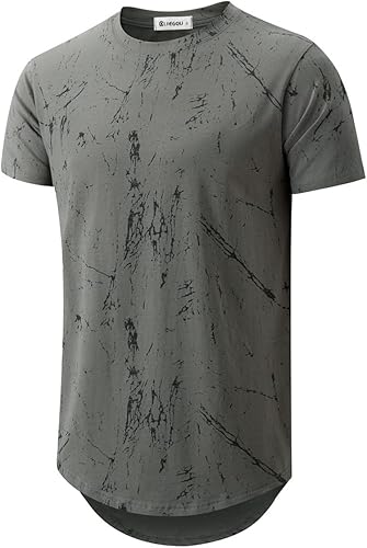 KLIEGOU - Camiseta con dobladillo redondo, para hombre, estilo hipster, hip hop, patrón estampado