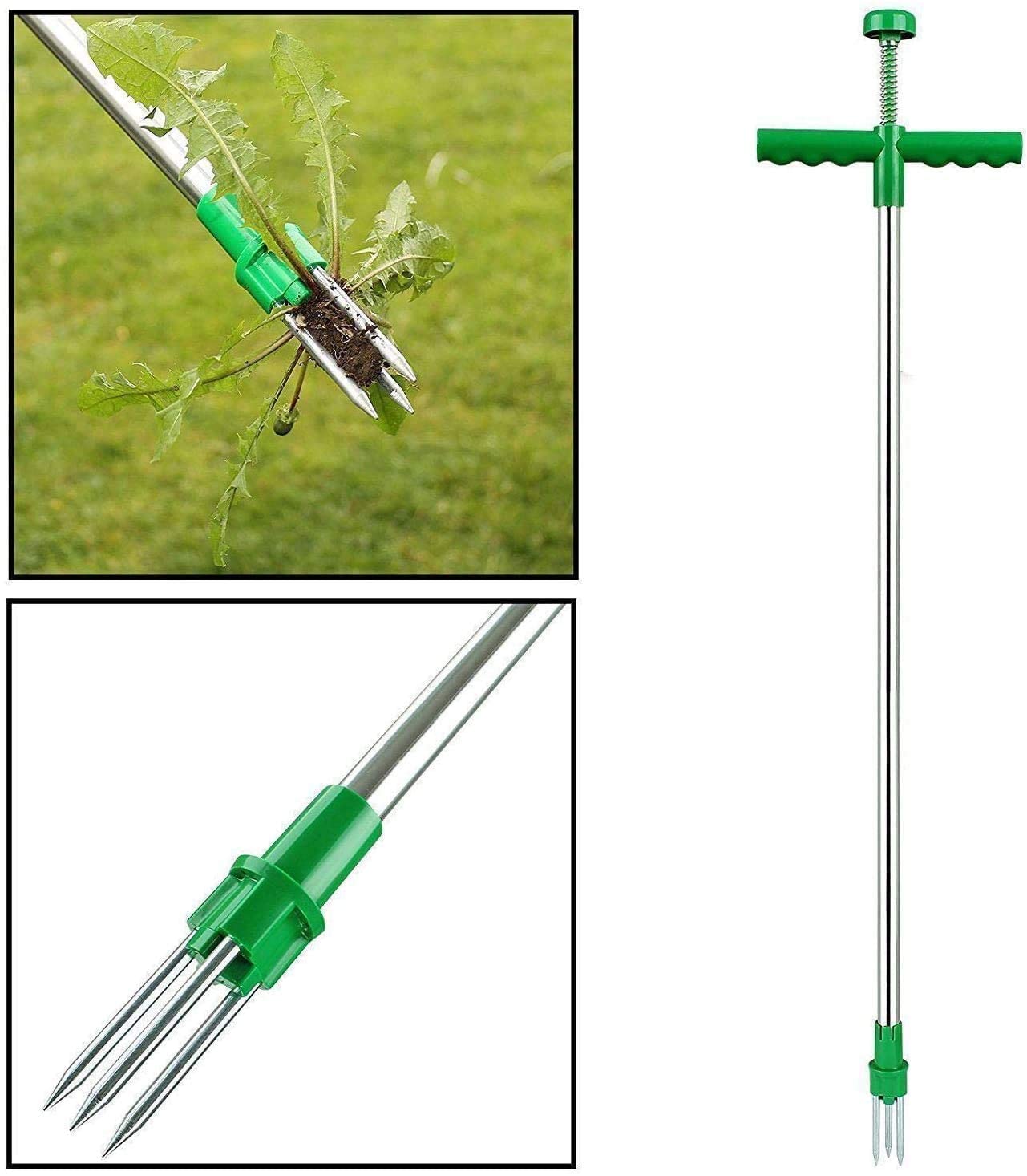 SHANGMAOYO Weeder Grass Puller Long Handled Ragwort Fork Steel WIth Weed Puller Twister Claw Weed Remover Weeding Root Killer for Garden