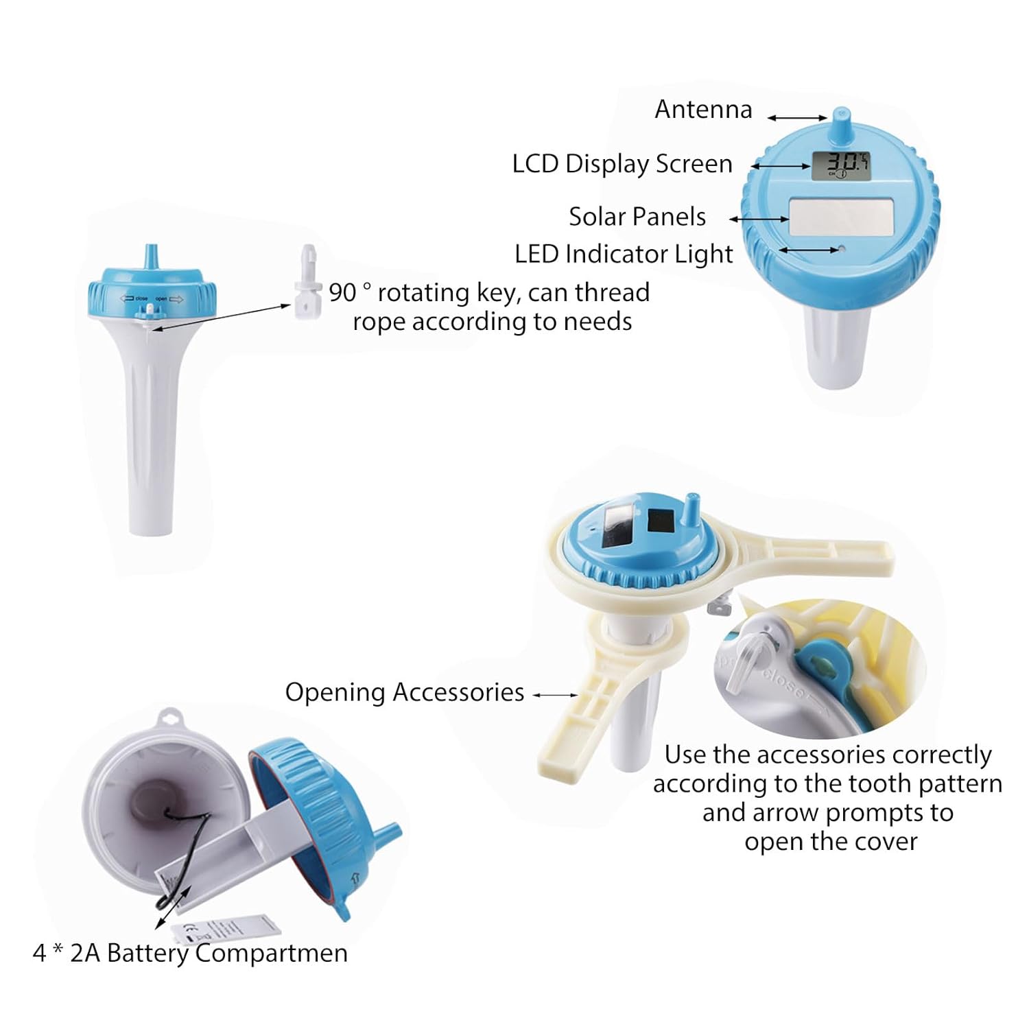 Floating Pool Thermometer Accurate Temperature Monitor Energy Saving Indoor Outdoor Display for Pool Management IP67 Impermeable