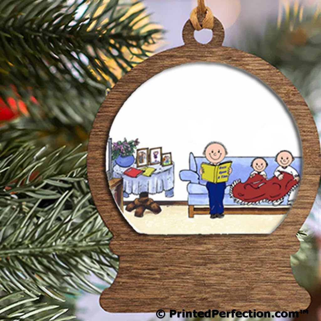 PrintedPerfection.com Personalized Little Angels - 2, with Male Wooden Snow Globe Shaped Christmas Ornament