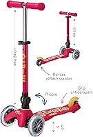 Vista 3 de Micro Kickboard - Mini Deluxe Foldable LED Scooter, 3-Wheeled, Lean-to-Steer, Swiss-Designed Micro Scooter with LED Light-Up Wheels, for Kids Ages