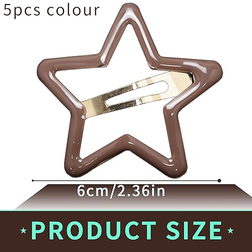 Miniatura 2 de Pinzas para el cabello de 1.88 pulgadas a presión de estrella para niñas, pinzas de pelo antideslizantes coloridas y bonitas pinzas de metal para el