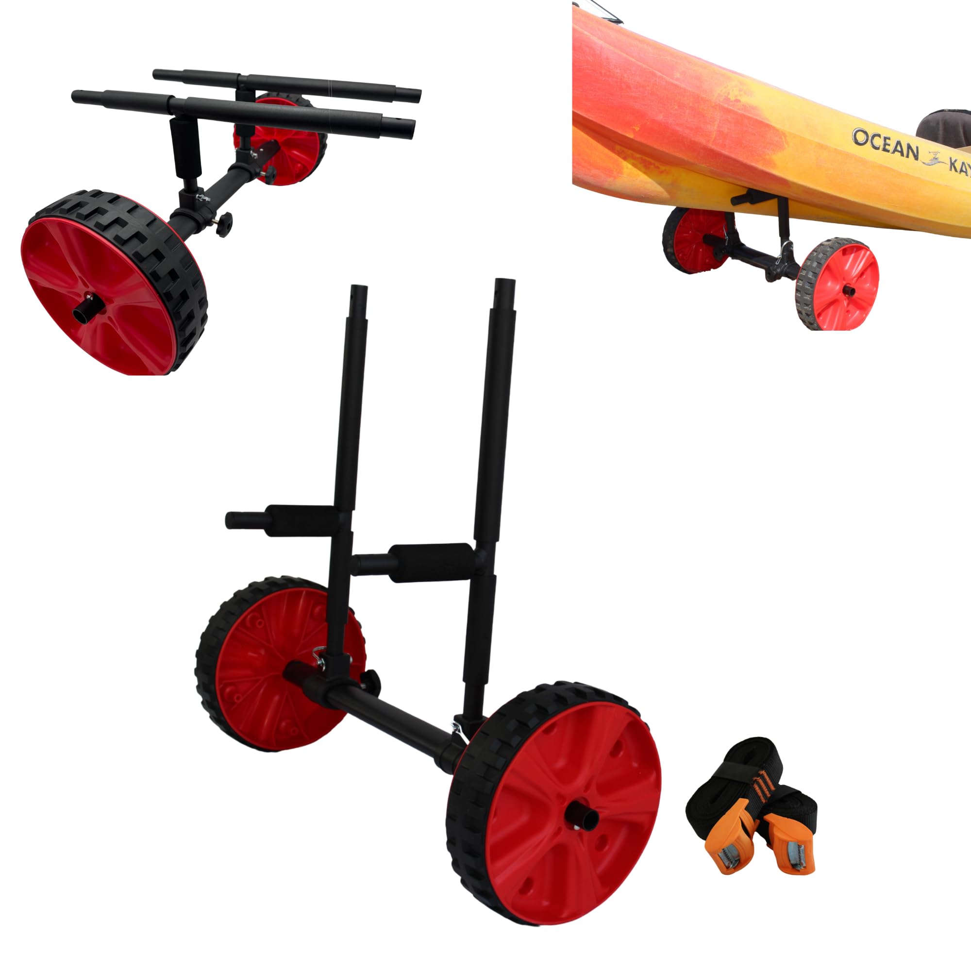 Carrello per canoa 3 in 1, multifunzione, regolabile, per kayak, paddle e piccole imbarcazioni
