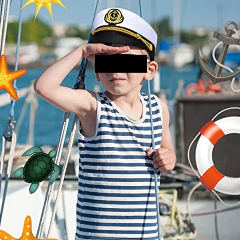 Miniatura 2 de WMUTES Sombrero marino marino de yate, capitán de marinero, disfraz de capitán de marinero, gorro de marinero, sombrero de almirante marino, vestido