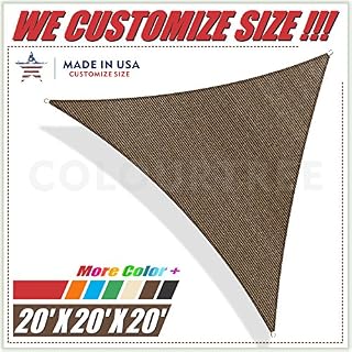 ColourTree 20' x 20' x 20' Brown Sun Shade Sail Triangle Canopy, UV
