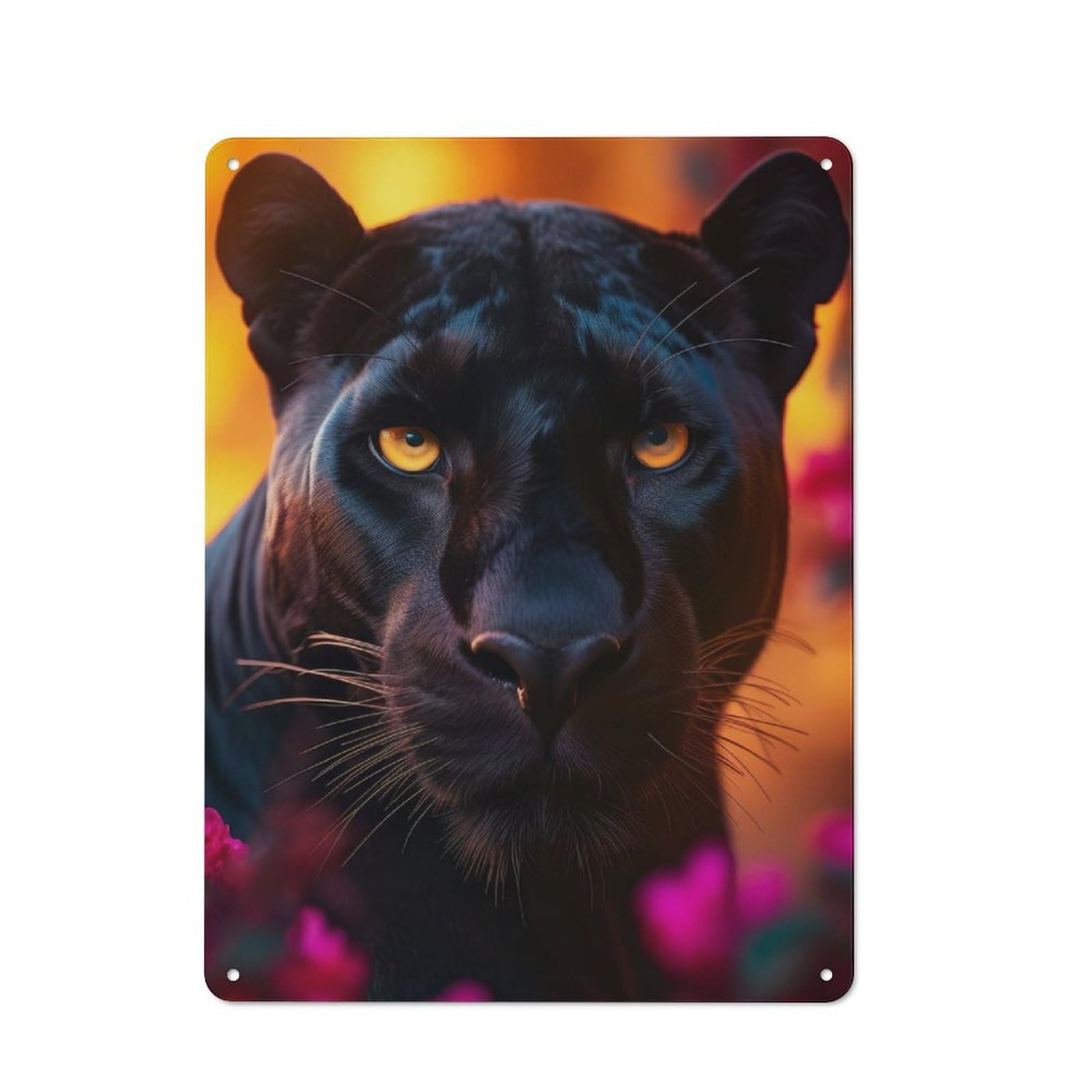 Junmoney Colorful Black Panther Retro Metal Plaque 40X30cm For Garage Or Workshop, Housewarming Wall Decor For People Furnishing Garage And Workshop