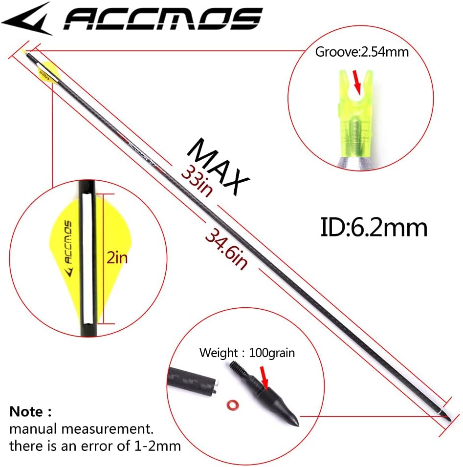Spine 350 Arrow 27 Inch Arrow Target Practice Arrow Hunting Arrow Carbon Arrows Compound Bow Recurve Bow Adult Youth Archery Indoor Outdoor Shooting Field Tip 12pc