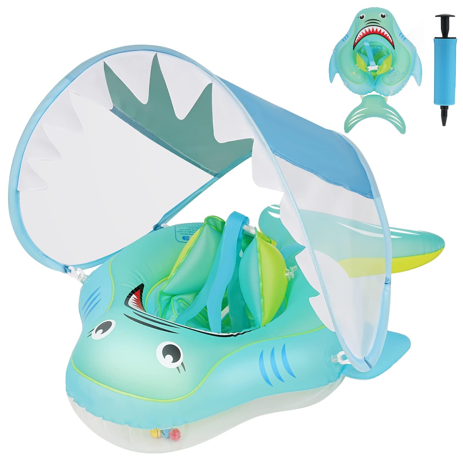 zootop Flotador Inflable para Bebé, Flotador de Piscina para Bebé con Toldo de Protección Solar, Juguete para Aprender a Nadar, Flotador con Cintura Ajustable para Bebé Niño de 3 a 30 Meses
