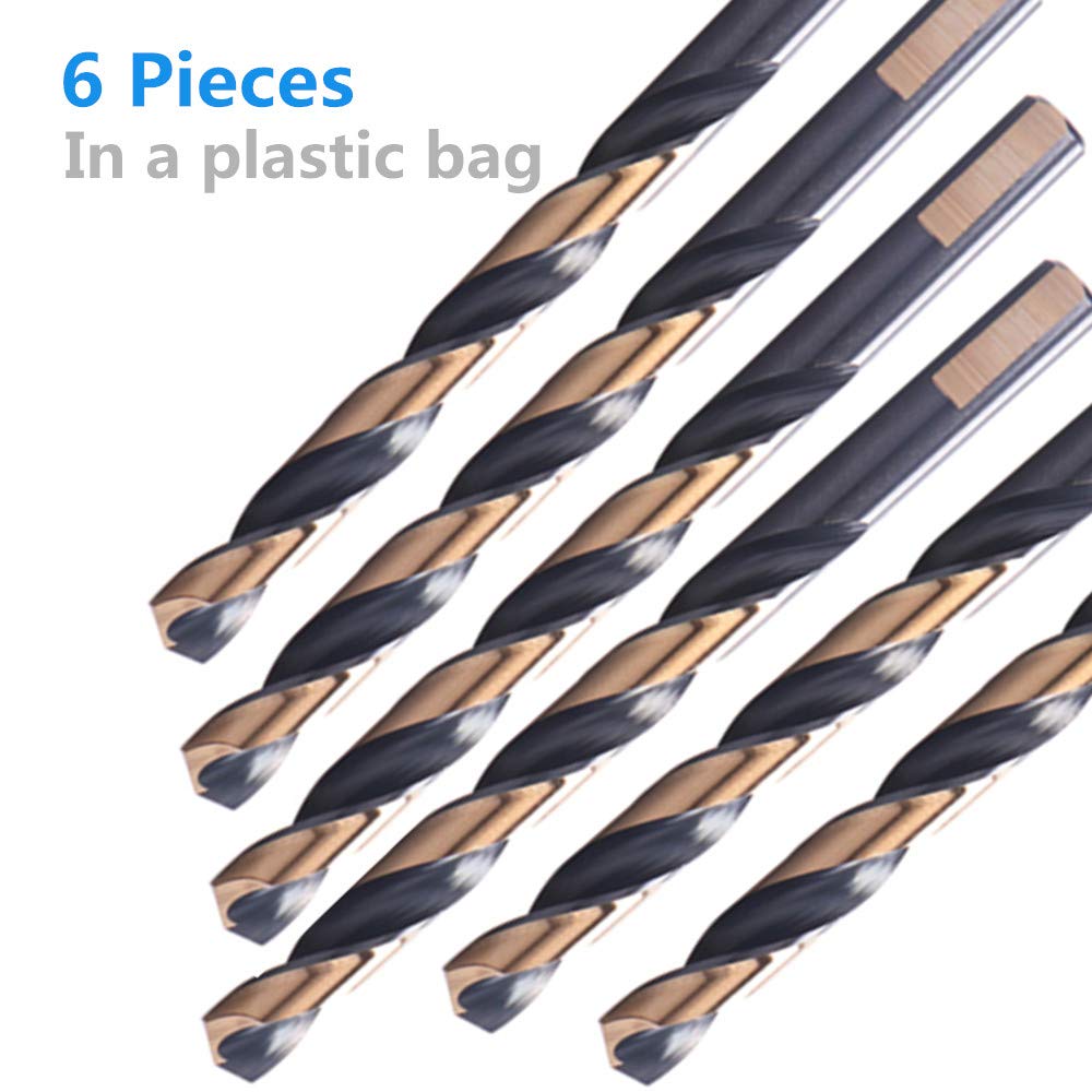 6 PCS, 21/64", Black and Gold, Drill Bits